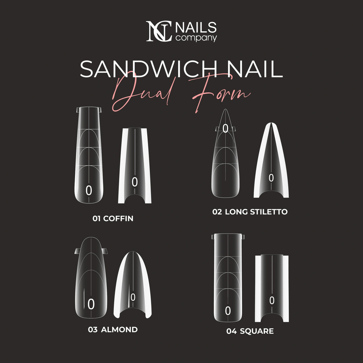 Sandwich Nail Dual Form 01| Coffin | 256 Stk.
