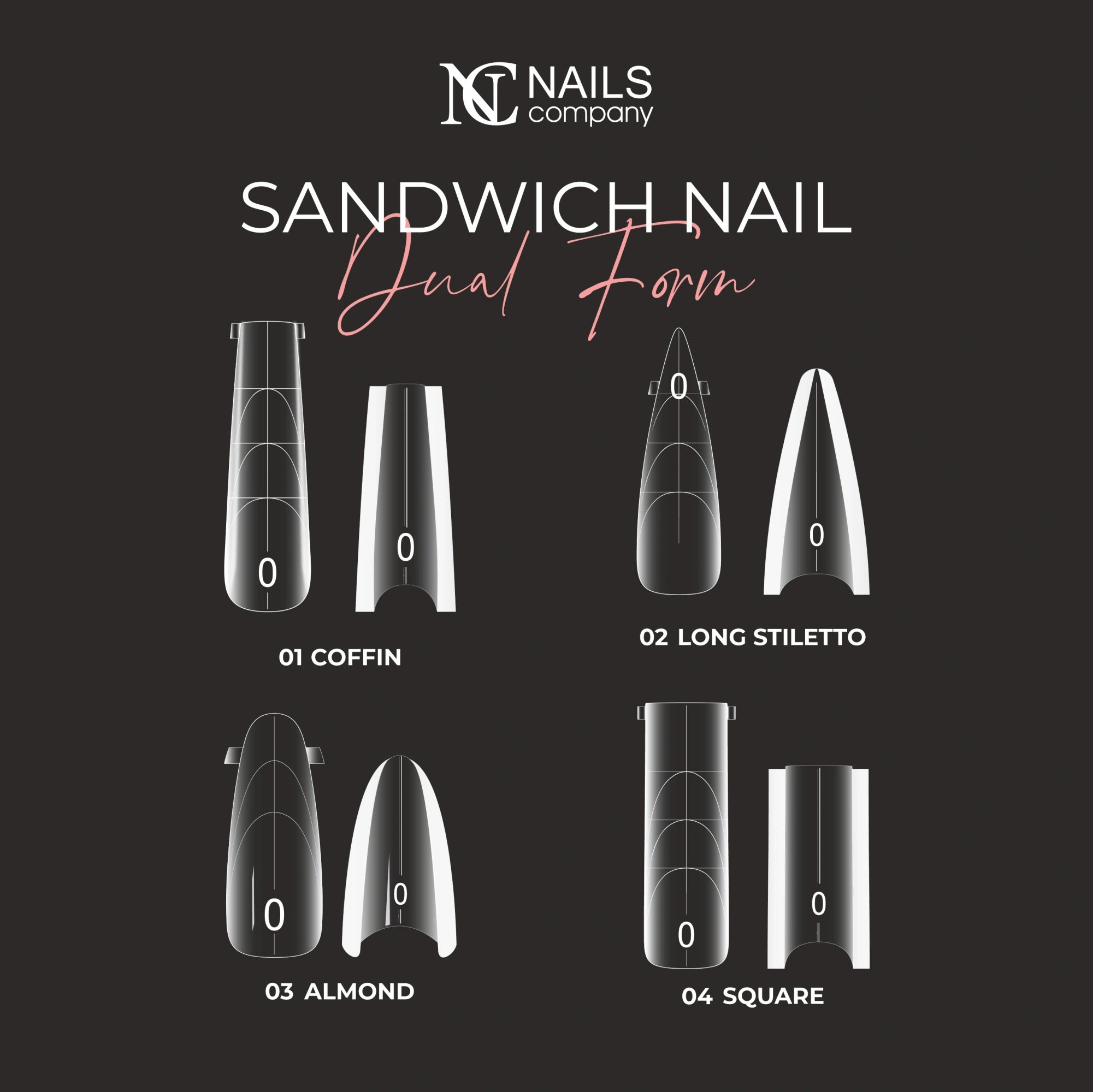Sandwich Nail Dual Form 01| Coffin | 256 Stk.